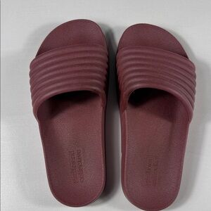 Girlfriend Collective Maroon Slide Sandals